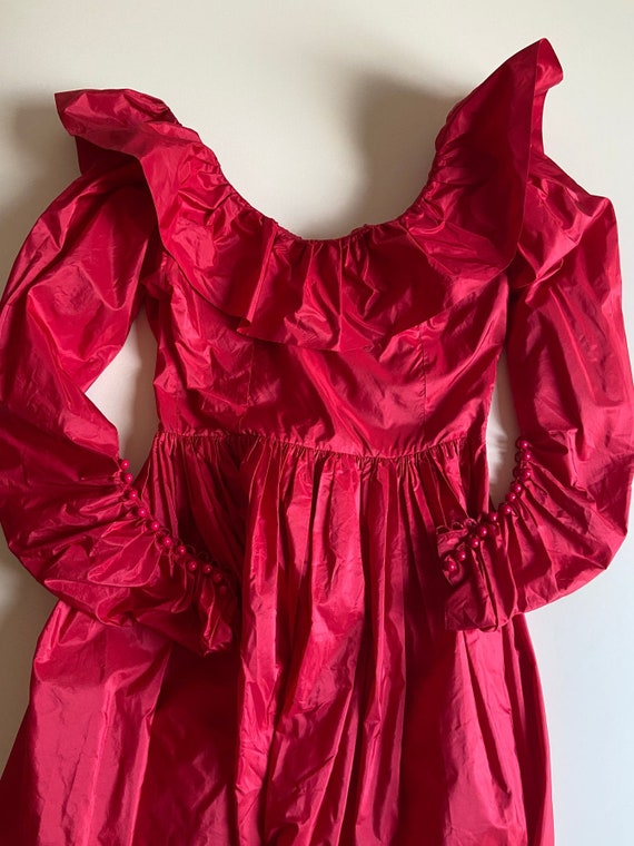 late 1970s French brand Georges Rech red taffeta … - image 6