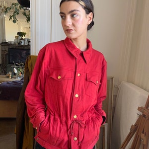 1990s Jean Paul Gaultier Junior red jersey jacket / medium - large