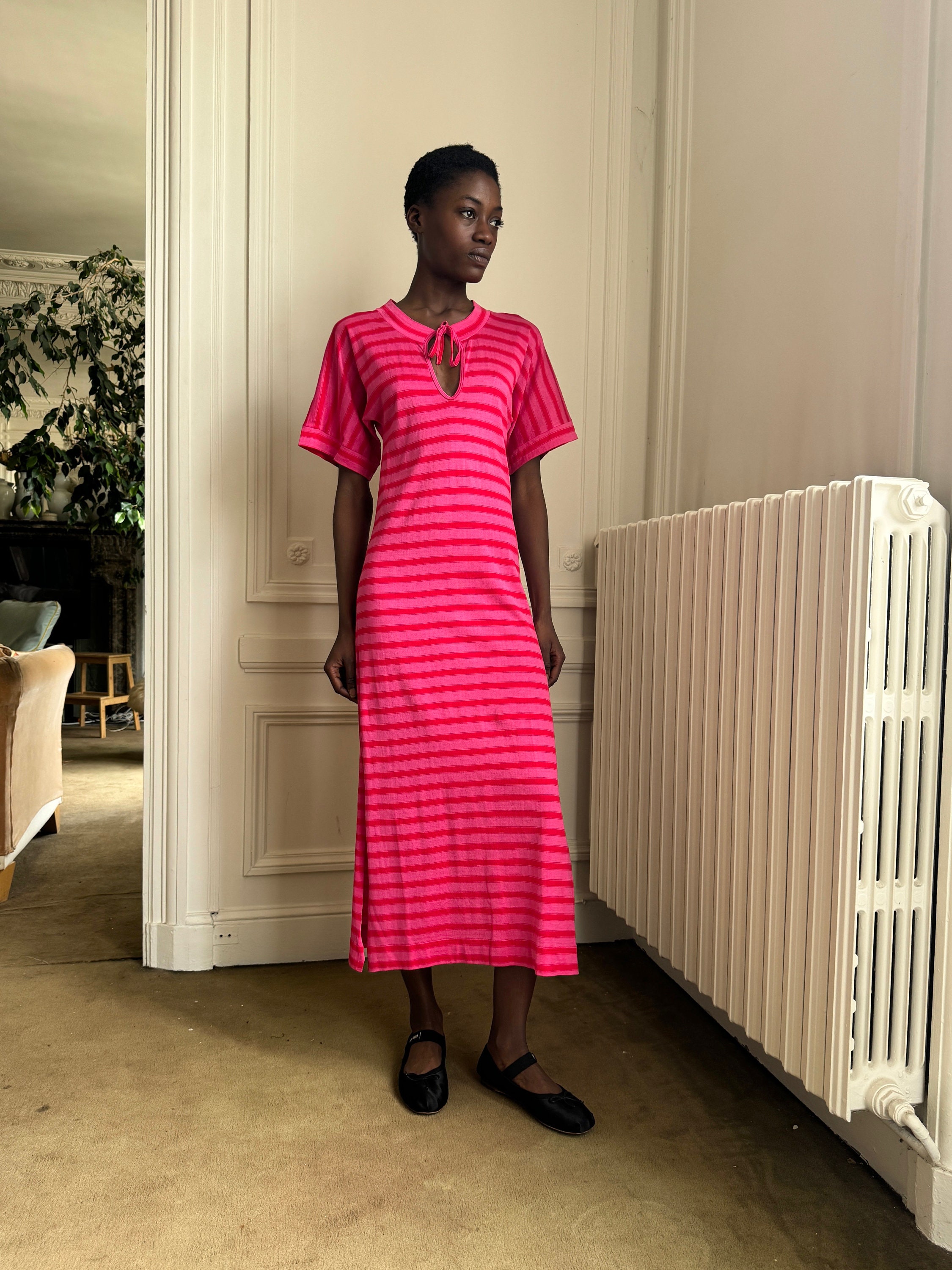 1970s Krizia Maglia Red and Pink Striped Jersey Long Dress Side Slits Extra Small Small Etsy UK