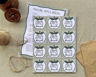 Homemade Praline Apple Bread Label or Tag for DIY Event and Holiday Gift