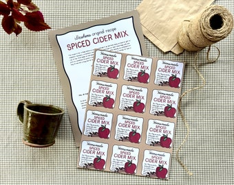 Homemade Spiced Cider Mix Label or Tag for DIY Event and Holiday Gift