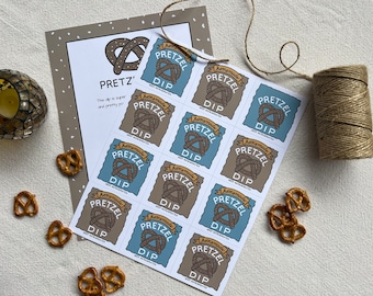 Homemade Pretzel Dip Label or Tag for DIY Event and Holiday Food Gift