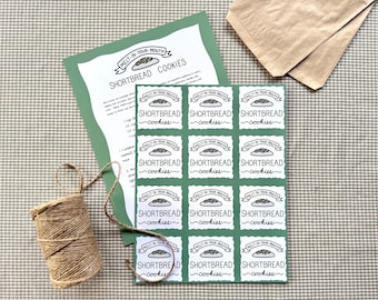 Homemade Shortbread Cookie Label or Tag for DIY Event and Holiday Gift