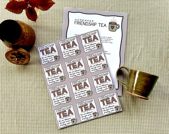 Homemade Friendship Tea Label or Tag for DIY Event and Holiday Gift