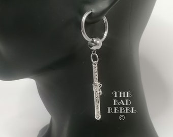 Original Creole Earring Man !! SWORD!! silver stainless steel T.2cm x 7.5cm The Bad Rebel boho chic collection