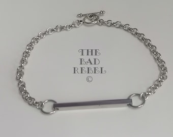 Original bracelet !! BAR!! stainless steel and silver metal T.19cm The Bad Rebel boho chic collection