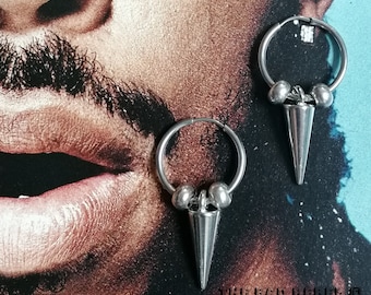 Original Creole Earring Man !! SPIKE BONE!! silver Long T 2cm x 3.5cm The Bad Rebel collection Night Silver