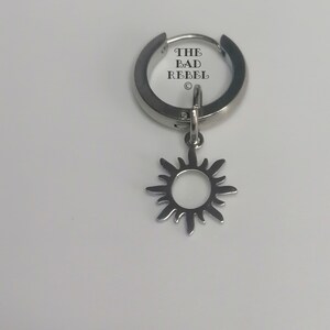 Original Creole Earring Man SILVER SUN silver stainless steel T.1.5cm x 3cm The Bad Rebel boho chic collection image 8