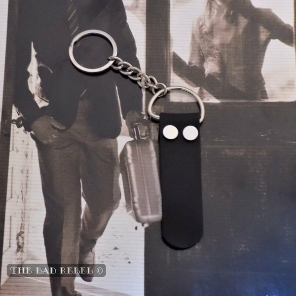 Original Key Door Man !! BLACK!! leather and silver metal T.17cm x 2.5cm The Bad Rebel Boho Chic collection