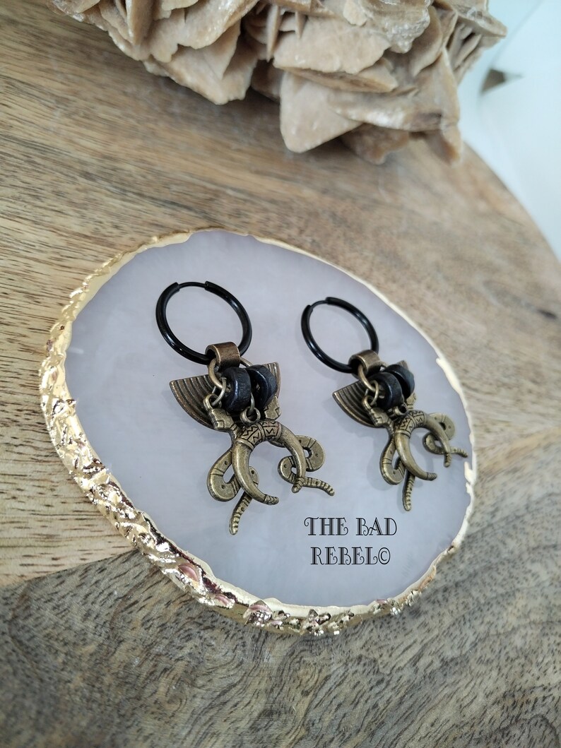 Original Créoles en Acier Bronze SERPENTINE pendentifs en acier inoxydable T. 2cm x 4.5cm The Bad Rebel Collection The Age Of Bronze image 3