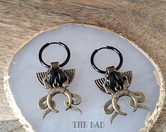 Original Créoles en Acier Bronze !! SERPENTINE!! pendentifs en acier inoxydable T. 2cm x 4.5cm The Bad Rebel Collection The Age Of Bronze!