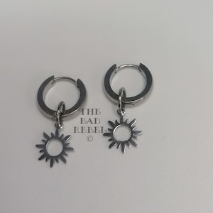 Original Creole Earring Man SILVER SUN silver stainless steel T.1.5cm x 3cm The Bad Rebel boho chic collection Boucle D'oreilles