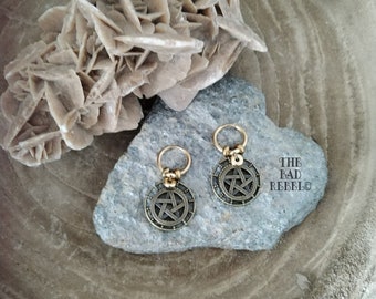 Original Men's Women's Viking Hoop Earrings Stainless Steel Golden Bronze Viking Hoops T.1.5cm x 3.5cm The Bad Rebel collection VIKINGS!!