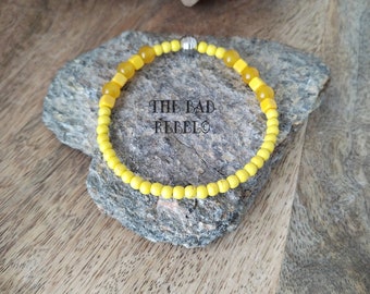 Original Bracelet Perles en pierre Naturelles perles Chakra Howlite et Acier Inoxydable T.18cm élastique The Bad Rebel Collection Chakra