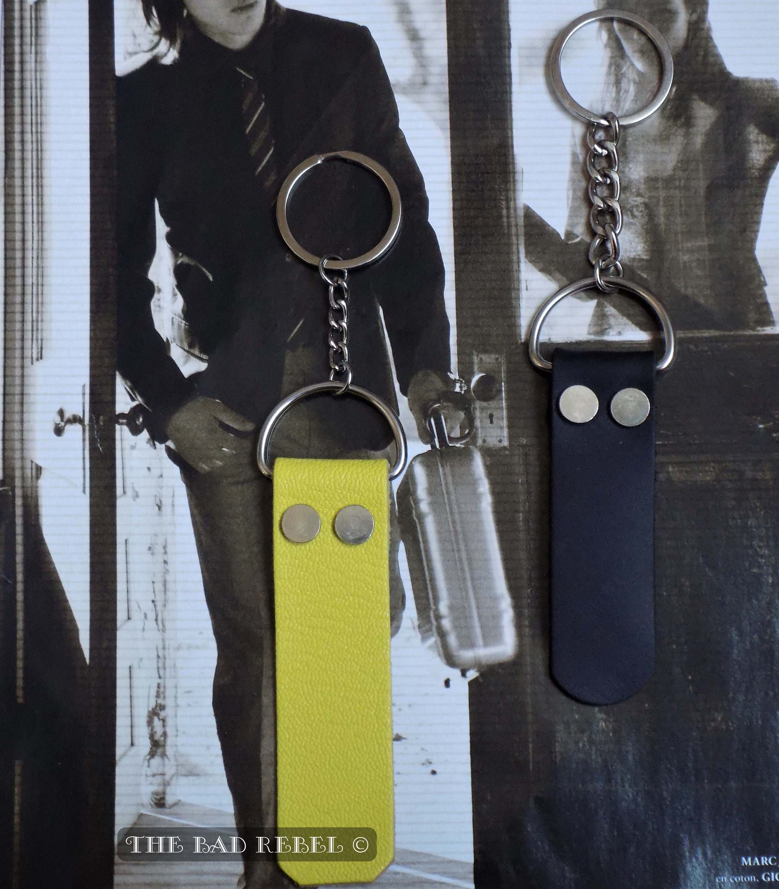Original Key Door Man !! BLACK!! Leather and Silver Metal T