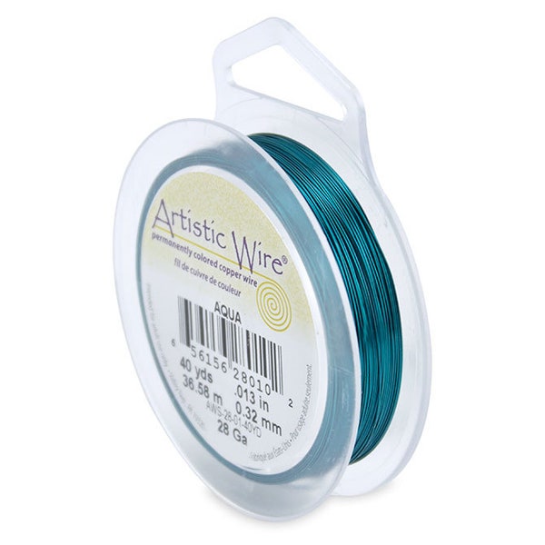 Artistic Wire, 28 Gauge (.32 mm), Aqua, 40 yd (36.5 m)