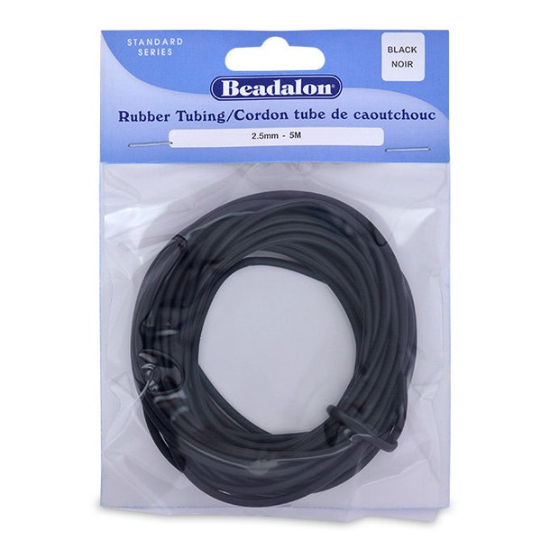 Beadalon Rubber Tubing (Neoprene), 2,5 mm (0,98 po), Noir, 5 m (16,4 pi)