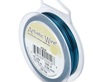 Fil artistique, 22 Gauge (.64 mm), Aqua, 15 yd (13,7 m)