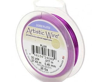 Artistic Wire, 28 Gauge (.32mm), Silver Plated, Plum, 40 yd (36.5m)