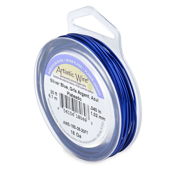 7.6 m 25 ft 20 Gauge Craft Wire Silver Blue Color Beadalon Artistic