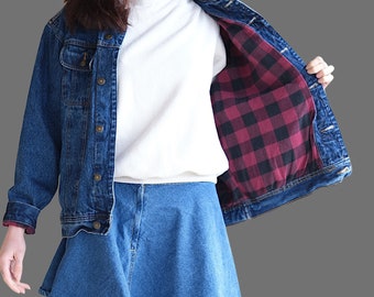 Flannel Lined Denim Long Coat 