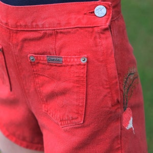 Vintage Embroidered 80s 90s Calvin Klein Red Shorts