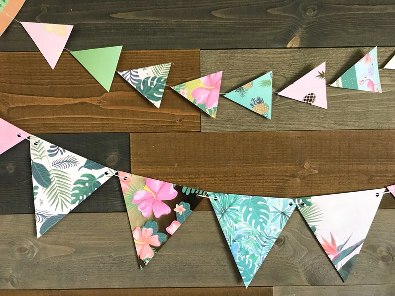 cocktail beach drink flowers bathing suit birthday paper Garland party foliage pineapple