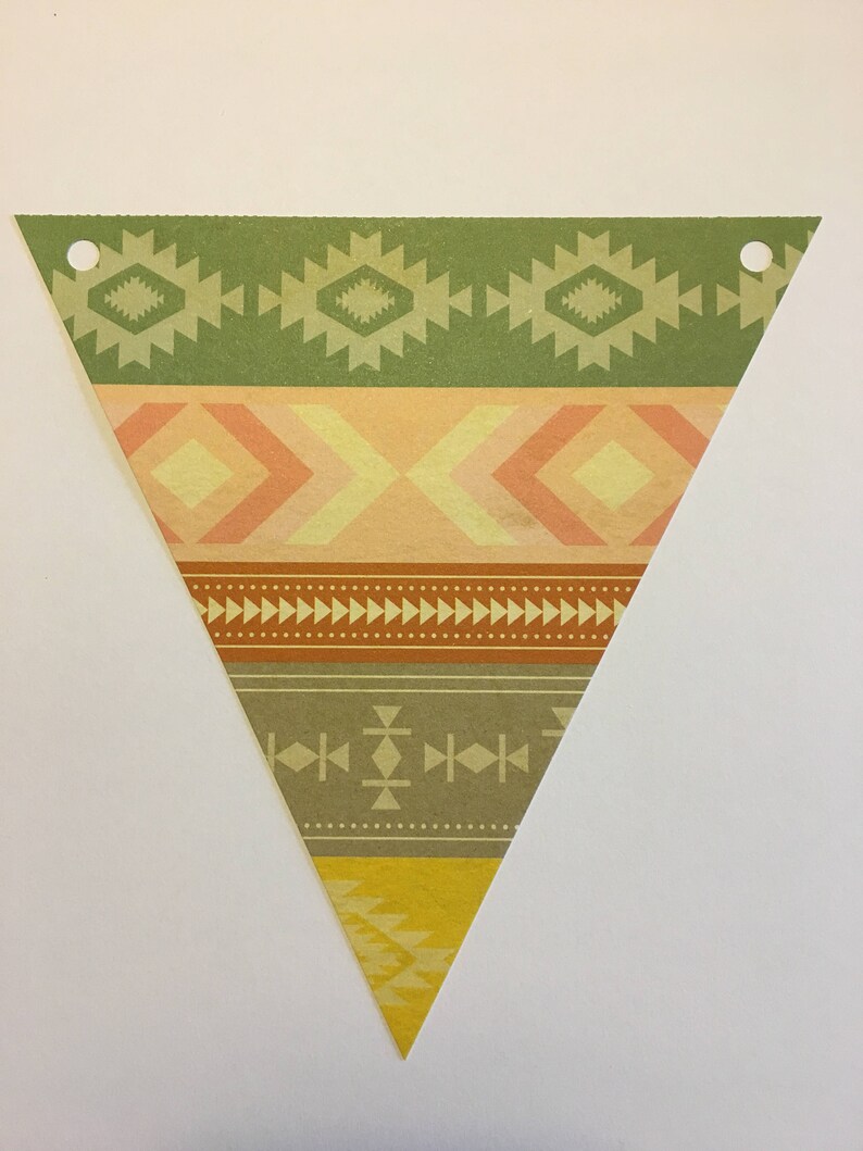 ethnic Garland paper horses feathers cactus