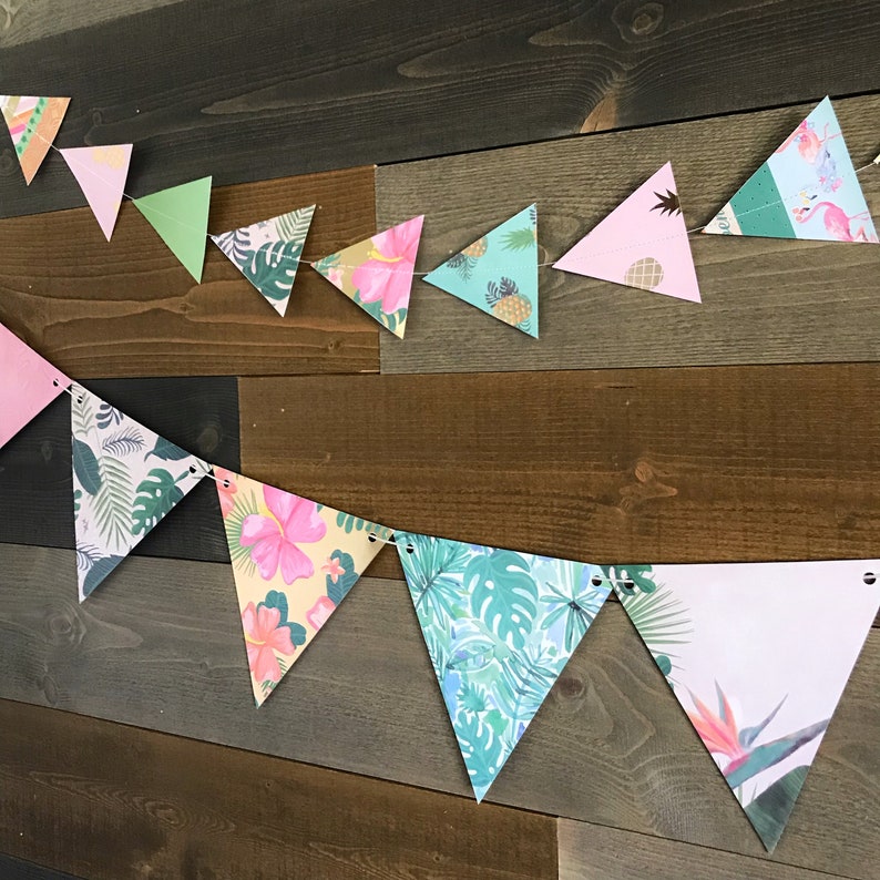cocktail beach drink flowers bathing suit birthday paper Garland party foliage pineapple