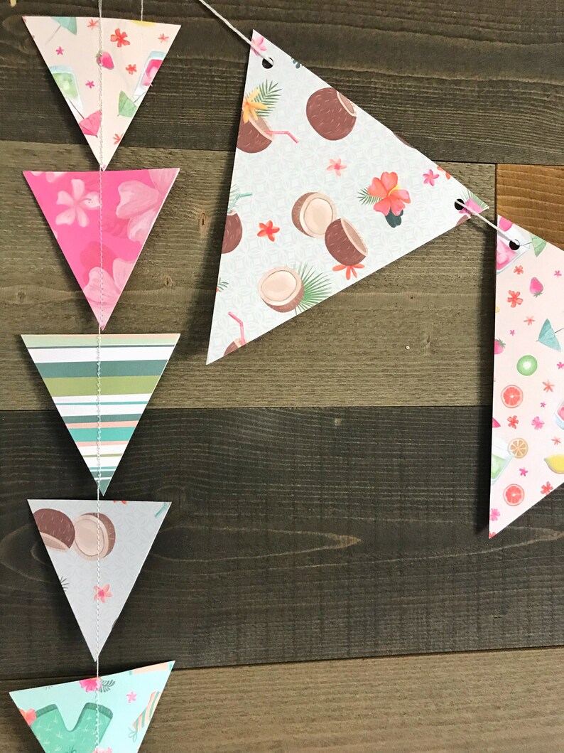 cocktail beach drink flowers bathing suit birthday paper Garland party foliage pineapple