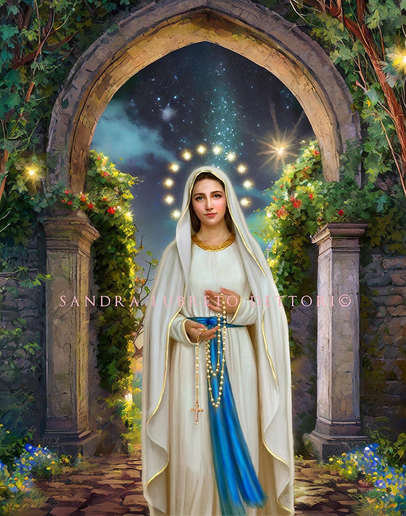 Our Lady of the Rosary, Gate of Heaven, Virgin Mary, Catholic Art, Art ...