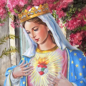 NEW Immaculate Heart of Mary, Virgin Mary Print, Catholic Art, Print ...