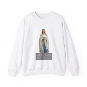 Virgin Mary sweatshirt, Our Lady of the Rosary, Ora pro Nobis, Unisex Heavy Blend™ Crewneck Sweatshirt image 2