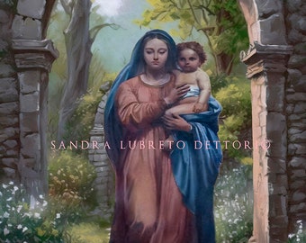 Our Lady of Humility with Jesus, Gate of Heaven,Virgin Mary,  Catholic Art, Art Print , large size