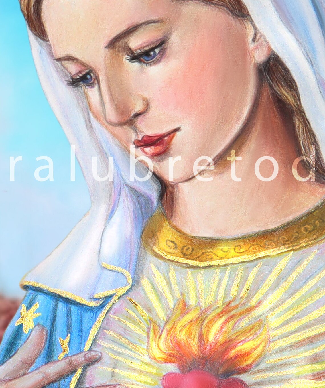 NEW! Immaculate Heart of Mary, Virgin Mary Print, Catholic Art, Print ...