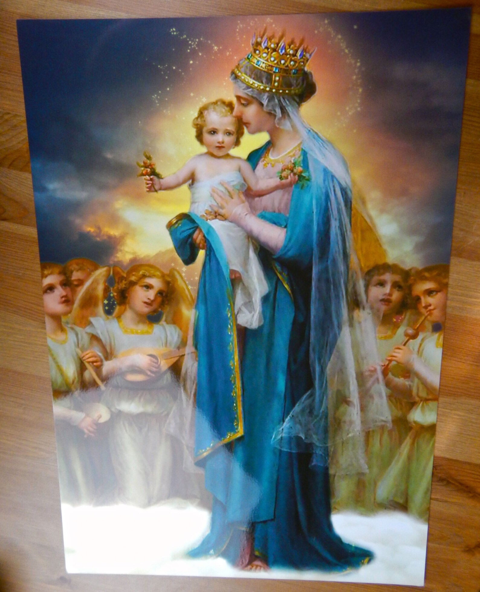 Our Lady of the Angels Virgin Mary print Catholic Art print Etsy