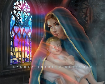 Madonna and Child Jesus, religious art, 8x10" religious print, a perfect religious gift idea.