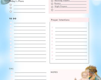 Digital download Planner, Printable Planner, To Do List. Catholic prayer, Letter size
