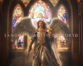 Saint Michael the Archangel, St Michael print, Catholic art, Religious art, catholic print, wall decor by Sandra Lubreto Dettori