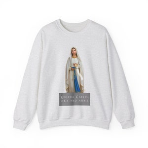 Virgin Mary sweatshirt, Our Lady of the Rosary, Ora pro Nobis, Unisex Heavy Blend™ Crewneck Sweatshirt image 5