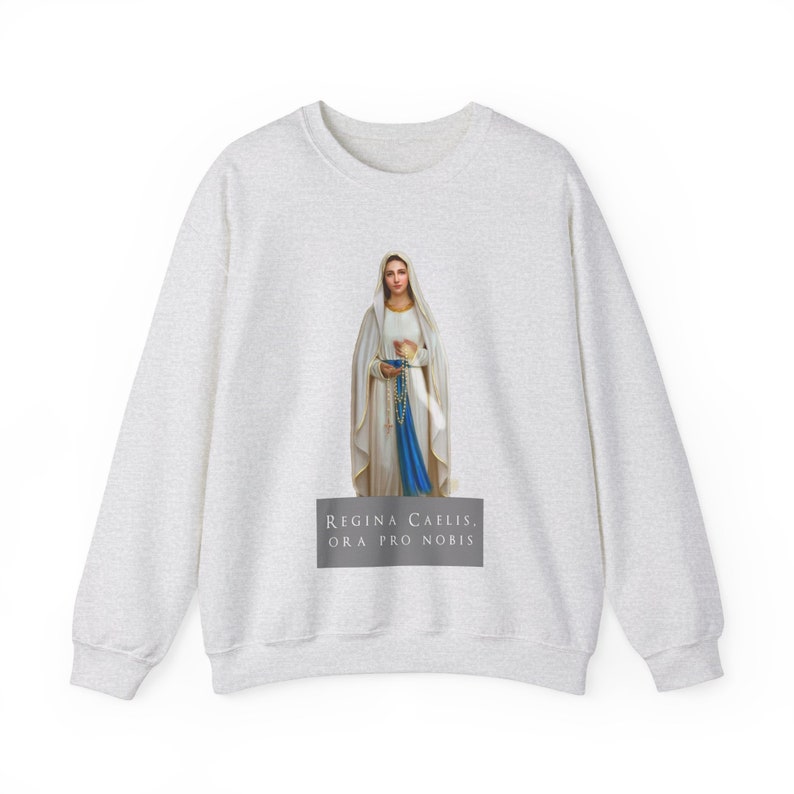 Virgin Mary sweatshirt, Our Lady of the Rosary, Ora pro Nobis, Unisex Heavy Blend™ Crewneck Sweatshirt image 5