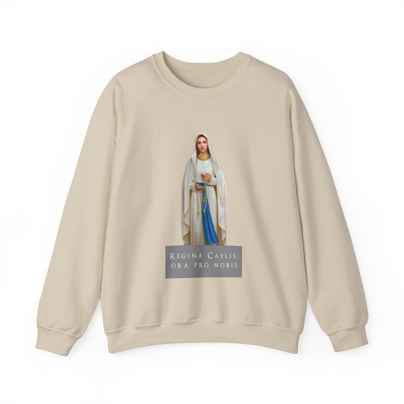 Virgin Mary sweatshirt, Our Lady of the Rosary, Ora pro Nobis, Unisex Heavy Blend™ Crewneck Sweatshirt image 7