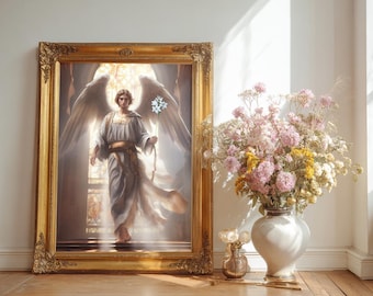 Saint Gabriel the Archangel, St Gabriel print, Catholic art, Religious art, catholic gift, wall decor