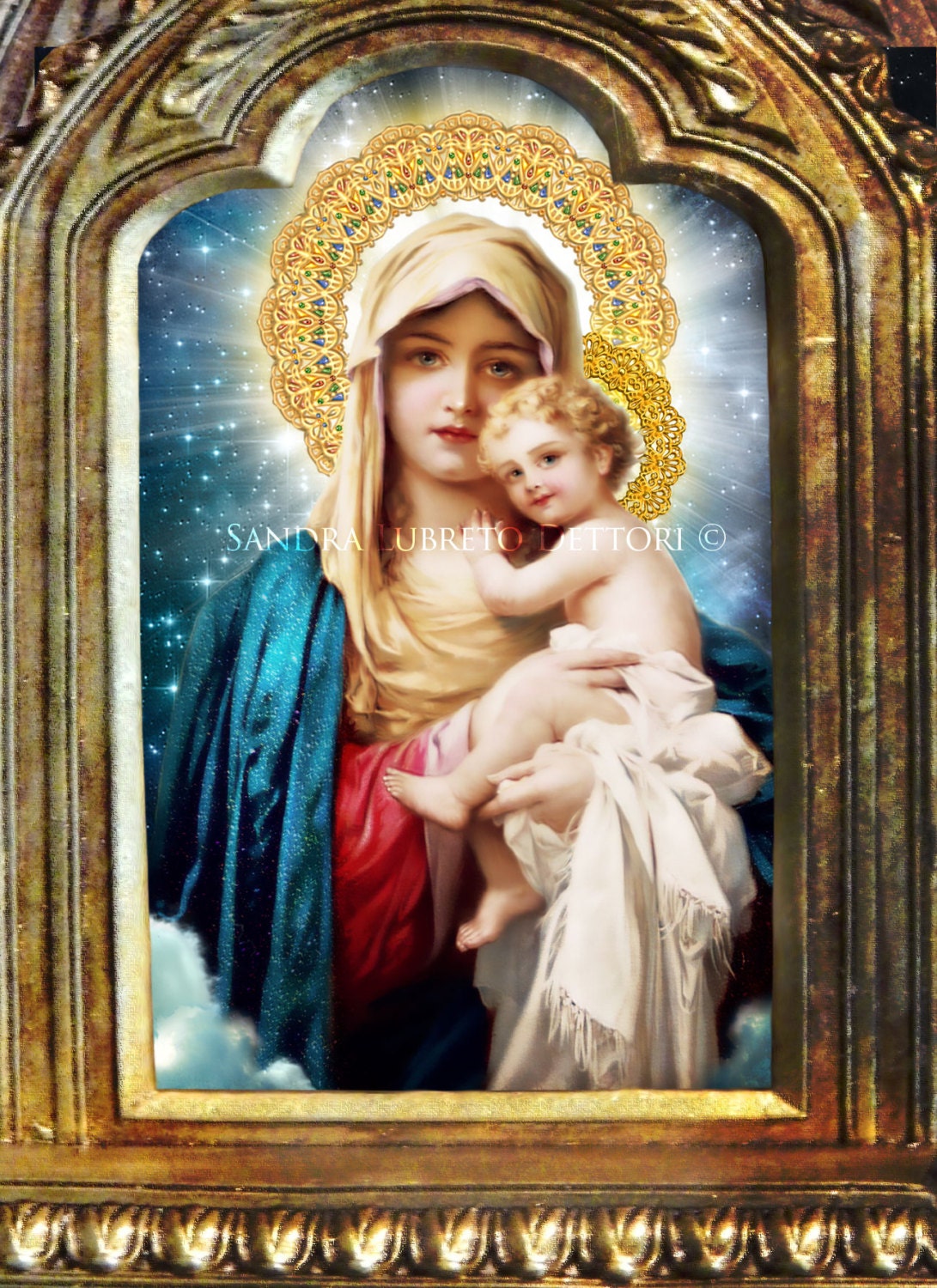 Buy Virgin Mary Blessed Mother With Jesus Catholic Art Religious ...