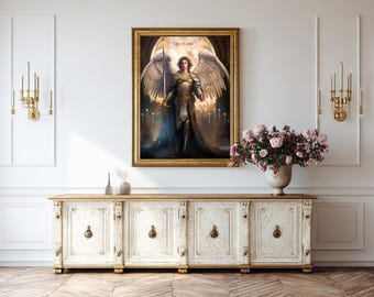 Saint Michael the Archangel, St Michael print, Catholic art, Religious art, catholic print, wall decor by Sandra Lubreto Dettori