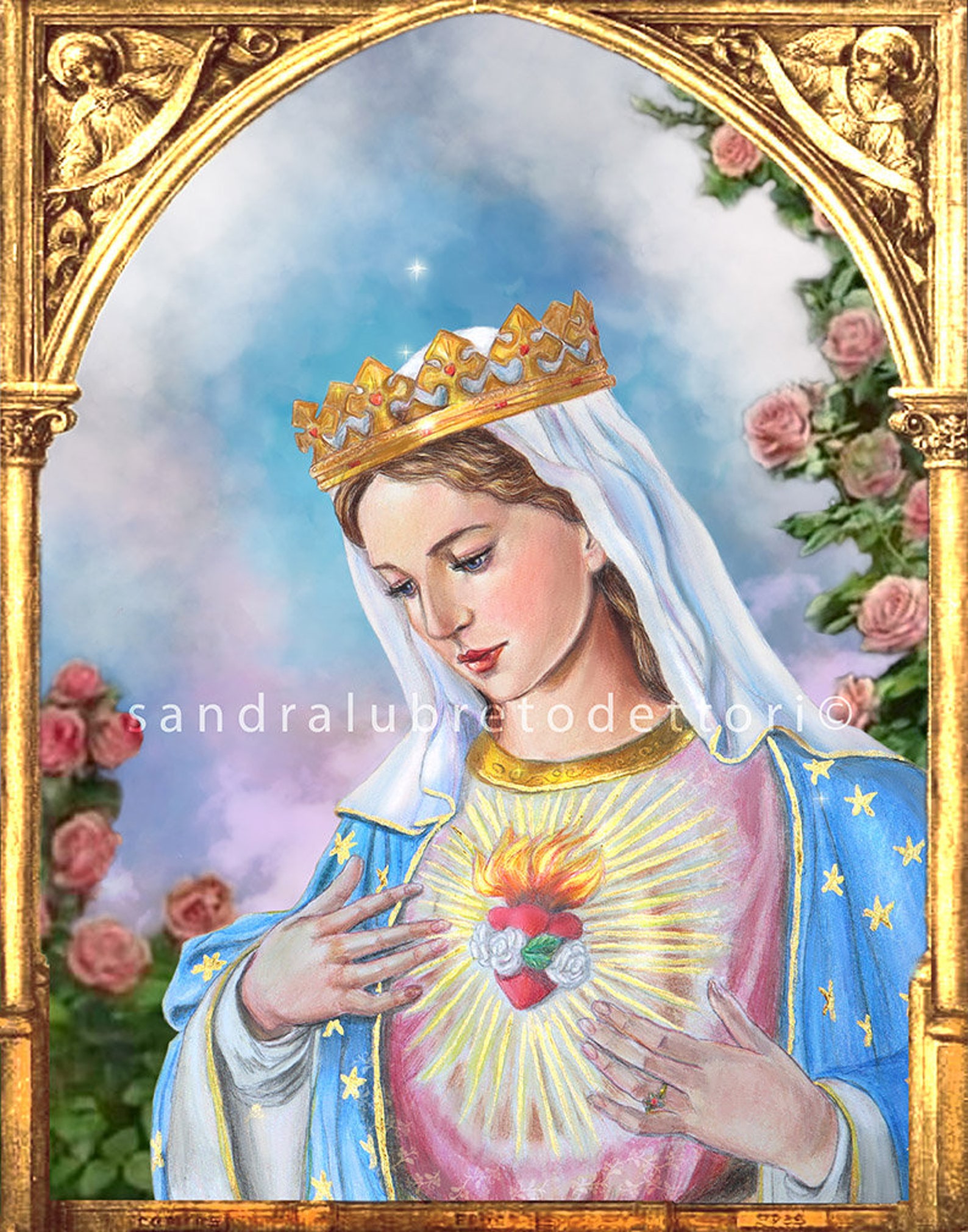 NEW! Immaculate Heart of Mary, Virgin Mary Print, Catholic Art, Print ...