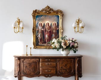 Die drei Erzengel drucken, Heiliger Michael, Heiliger Gabriel und Heiliger Raphael, katholische Kunst, religiöse Kunst, katholisches Geschenk, Wanddekor