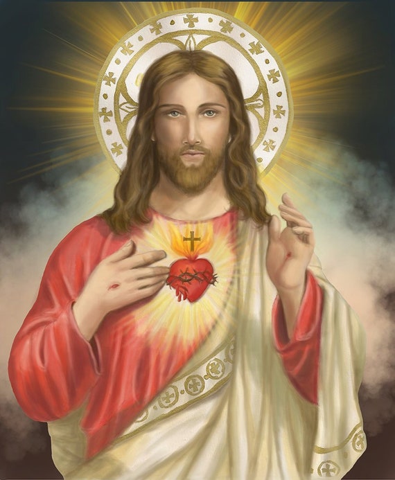 Sacred Heart of Jesus Religious Art Catholic Art 8x10 Etsy