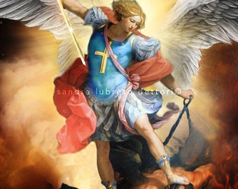 Saint Michael the Archangel, St Michael print, Catholic art, Religious art, catholic print, wall decor by Sandra Lubreto Dettori