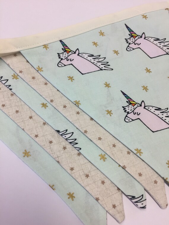 Pink with Gold Unicorns /& Stars Bunting
